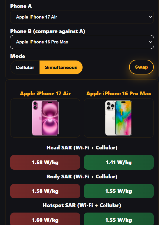 📴 Compare two phones side‑by‑side