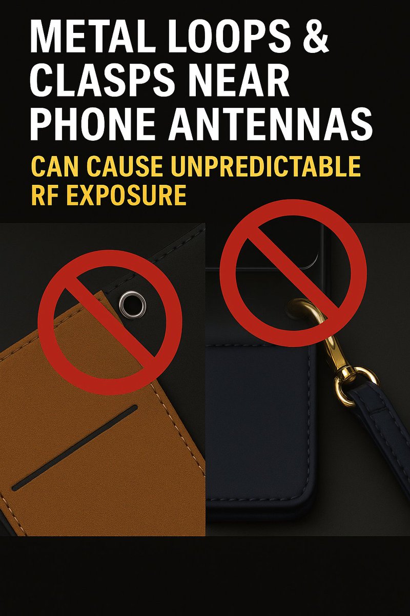 Metal loops and clasps near phone antennas can cause unpredictable RF exposure