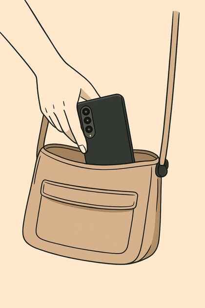 Bag carry with shield toward the body