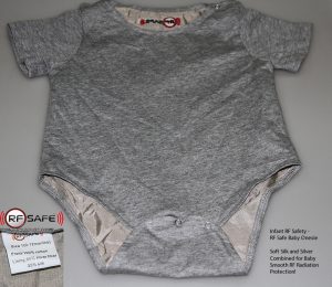 RF Safe Baby Onesie - Wireless Radation Protection - 100% cotton with Silk and Silver Shielding