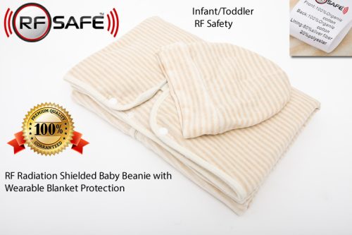 RFSafety-Infant-Toddler-RF Radiation Shielded Baby Beanie with Wearable Blanket Protection