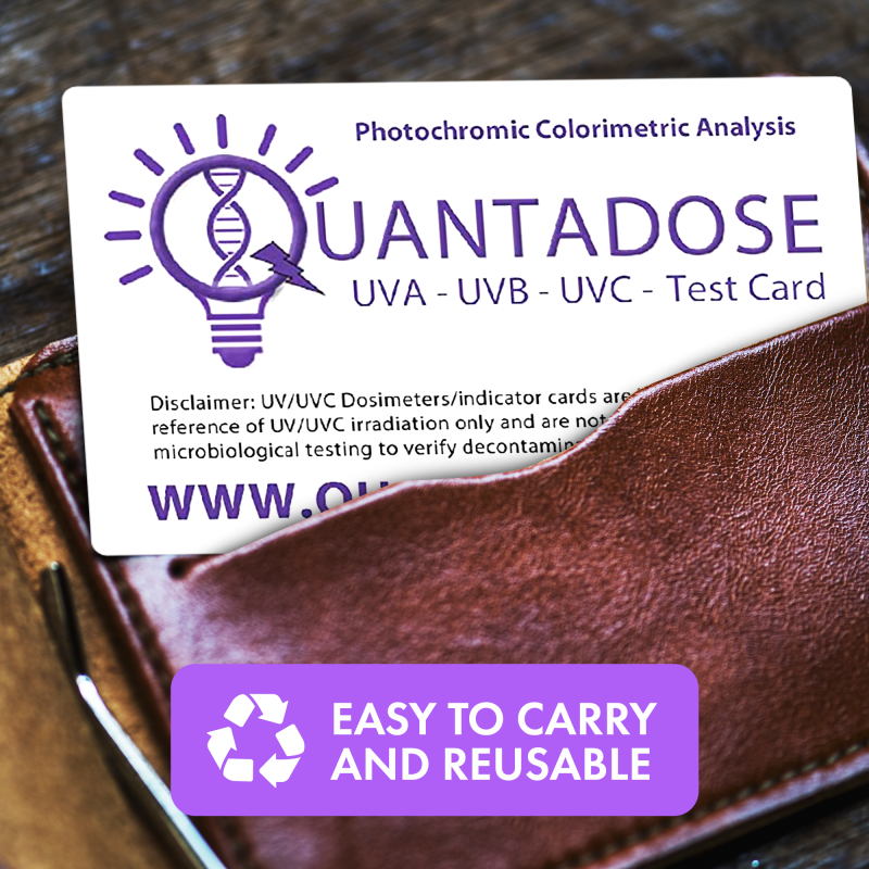 QuantaDose™ 1st Edition Reusable 300 µW/cm² UVC Intensity Test Card With UVC Wavelength Indicator Test